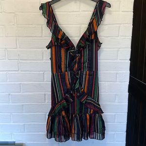 Karlie Striped vNeck Ruffle Dress